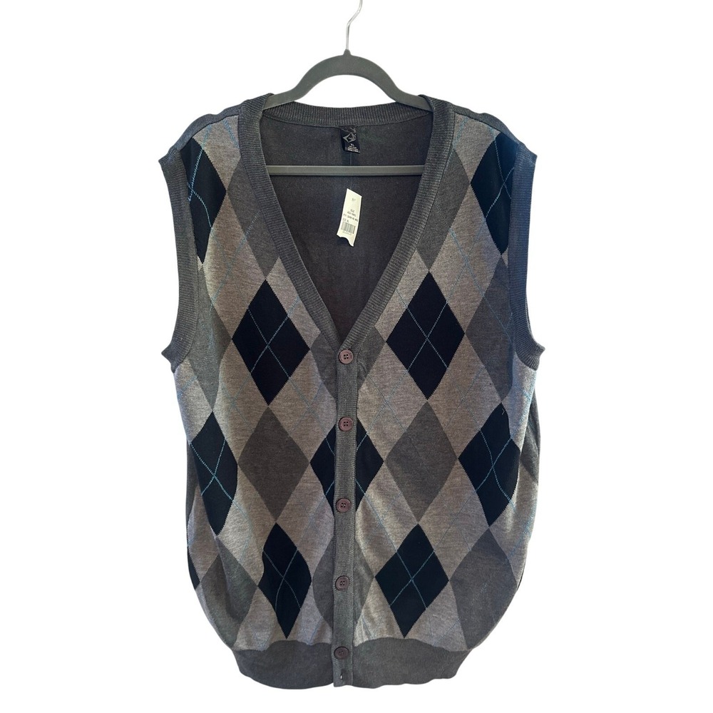 Argyle men's vest XL‎ Preppy, Eclectic Grandpa, Golf, Professor, Academic NWT
